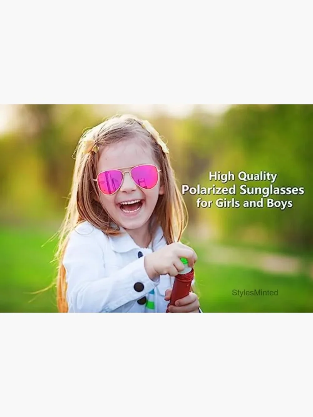 Kids Polarized Aviator Sunglasses 2 Pack UV Protection Lightweight Metal Frame